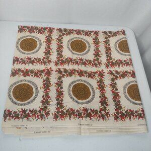 Vintage Robarre Fabric Material Floral Mandala Fabric Cream Red Brown 4.33 yards